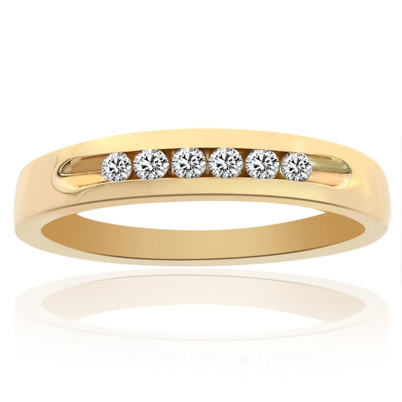 0.25 Carat Mens Round Cut Diamond Wedding Band 14K